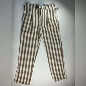 King & Tuckfield Women's Striped Tan and White Relaxed Jogger Pants